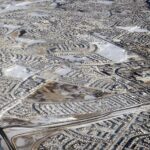 Aerial view of northwest Calgary's Arbour Lake area in winter