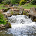 The lower waterfall at Lake Bonavista in south Calgary